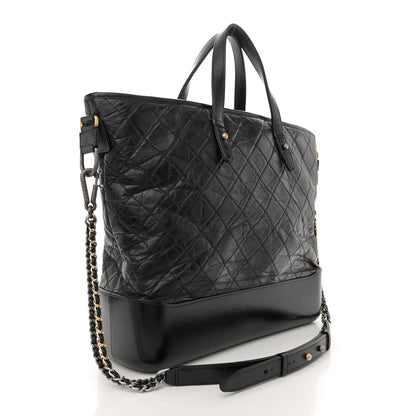 Chanel Aged Calfskin Quilted Large Gabrielle Shopping Tote Black 3 of 15