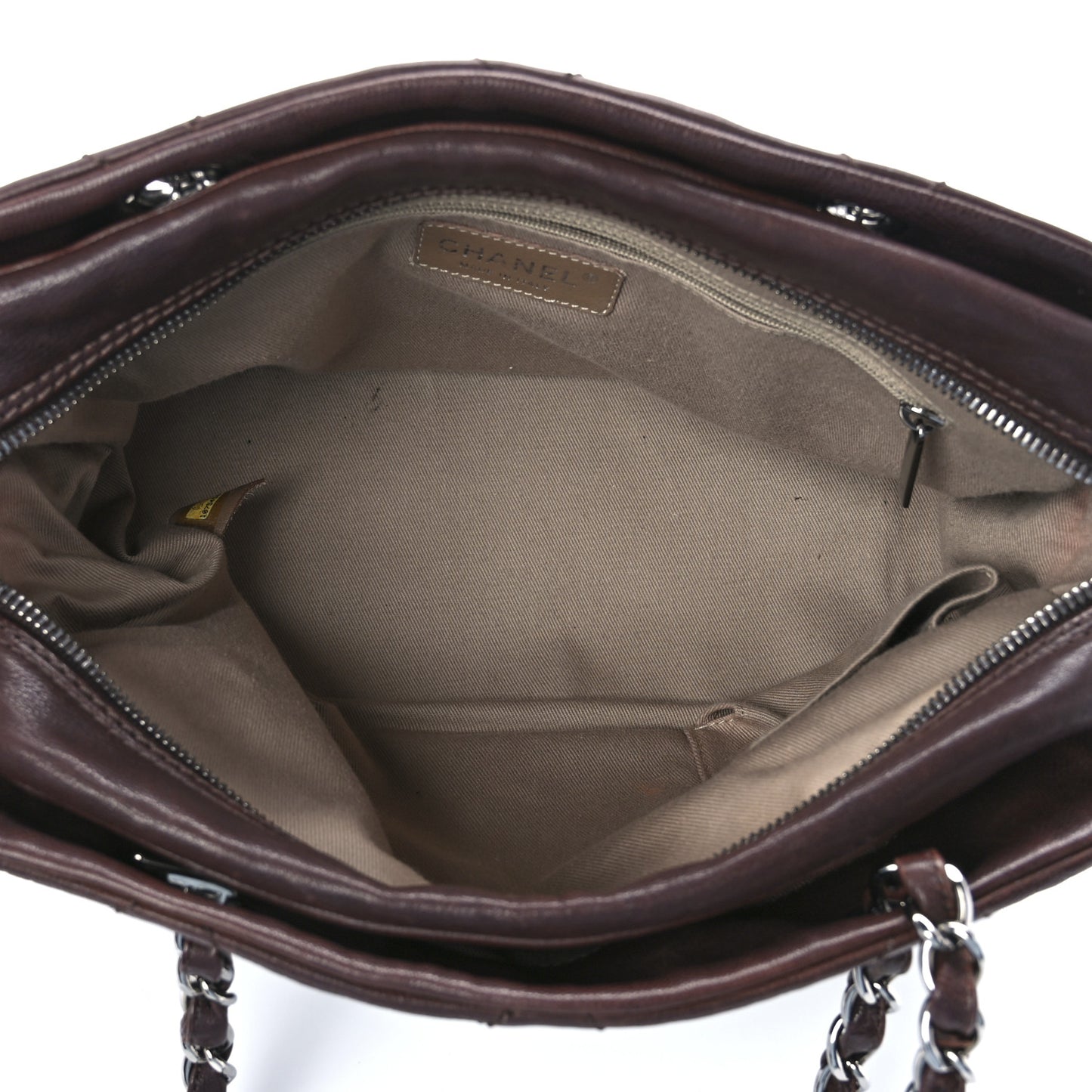 Calfskin Large Diamond Stitch Tote Brown