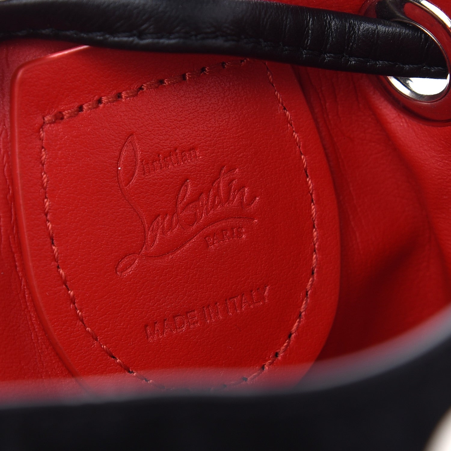 Christian Louboutin Suede Mary Jane Love Bucket Black Red 8 of 8