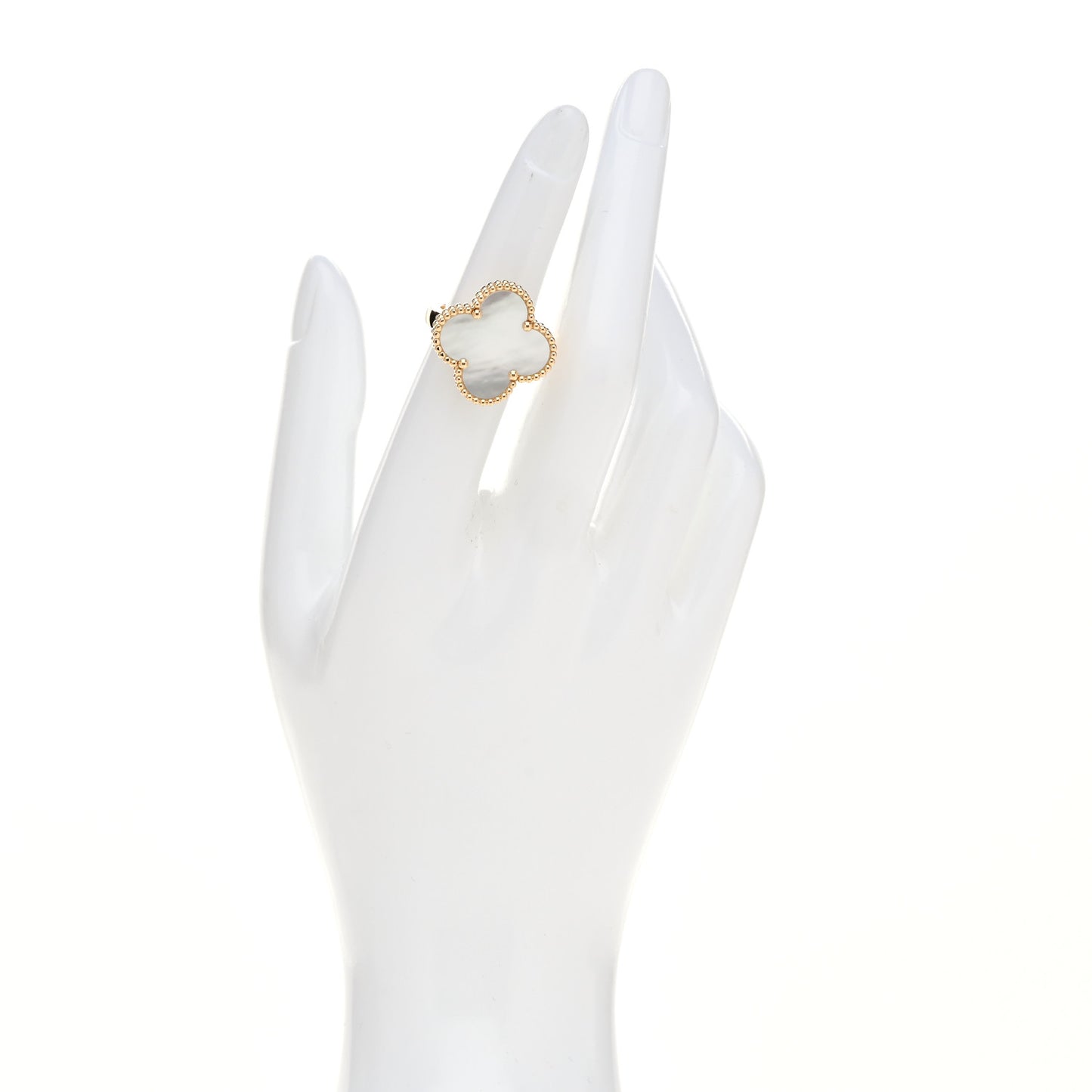 18K Yellow Gold Mother of Pearl Magic Alhambra Ring 48 4.5