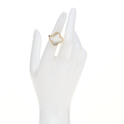 Van Cleef & Arpels 18K Yellow Gold Mother of Pearl Magic Alhambra Ring 48 4.5 2 of 6