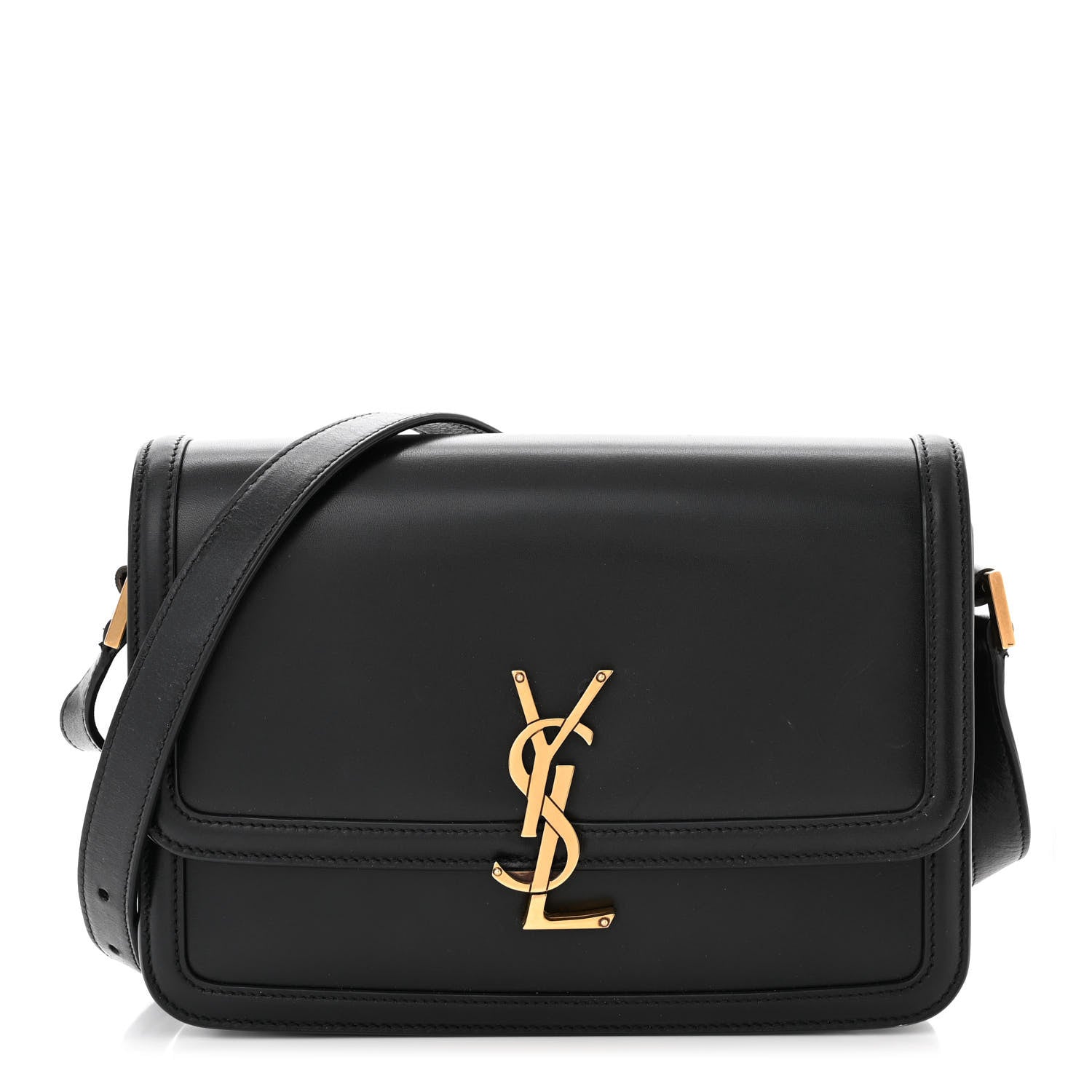Saint Laurent Box Calfskin Monogram Medium Solferino Satchel Black 1 of 14
