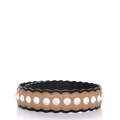 Fendi Vitello Dolce Scalloped Spike Studded Strap You Brown Black 2 of 3