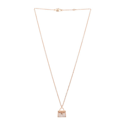 Hermes 18K Rose Gold Diamond Kelly Amulettes Pendant Necklace 3 of 5
