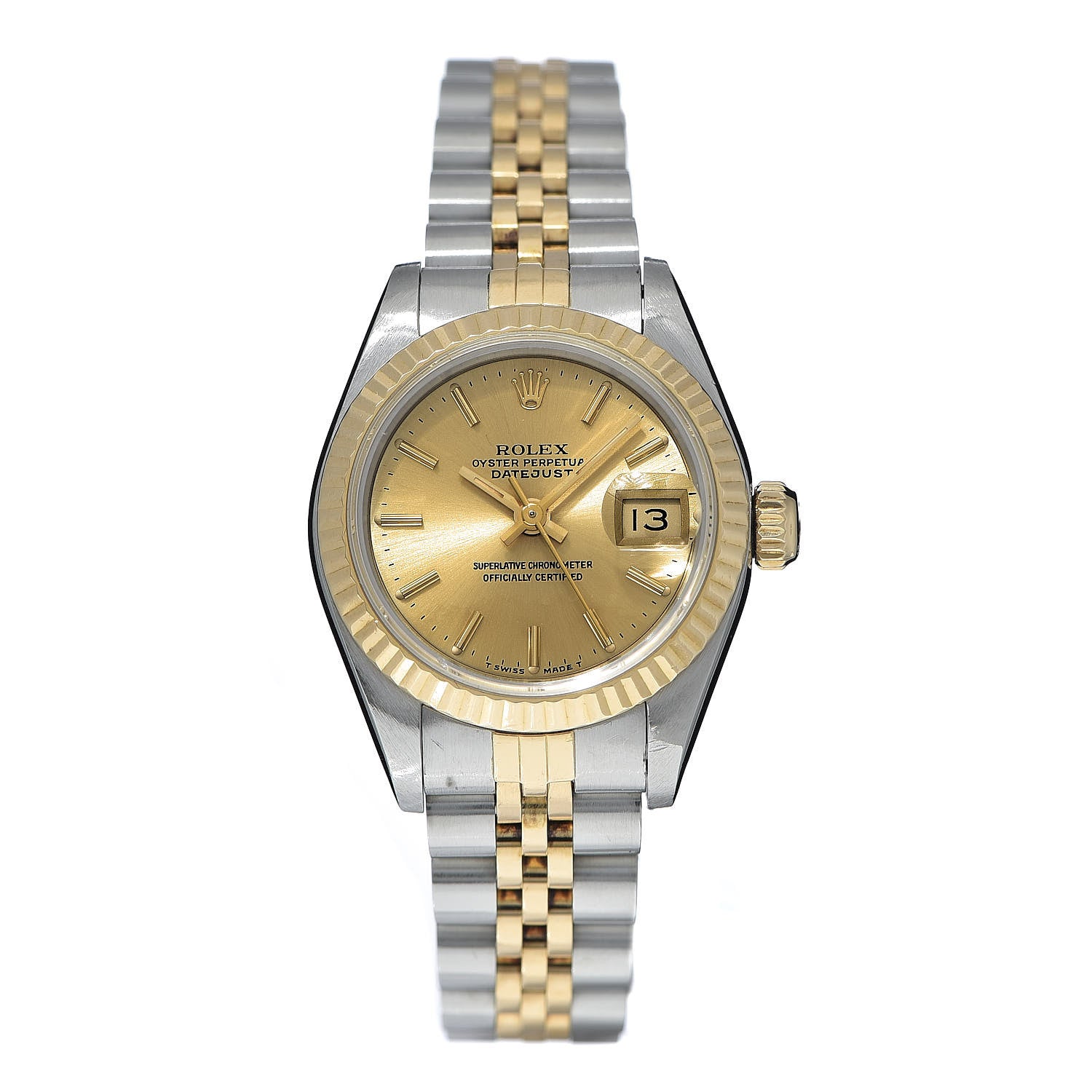 Rolex Stainless Steel 18K Yellow Gold 26mm Oyster Perpetual Datejust Watch Champagne 69173 1 of 6