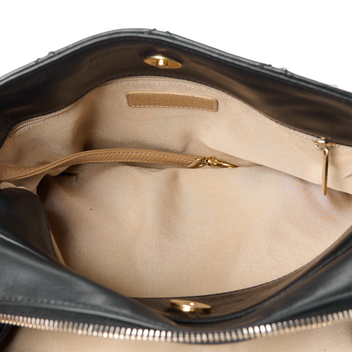 Calfskin Stitched Medium Retro Chain Tote Black