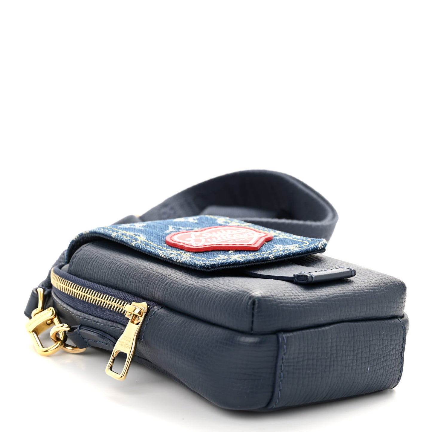 X NIGO Denim Monogram Flat Double Phone Pouch