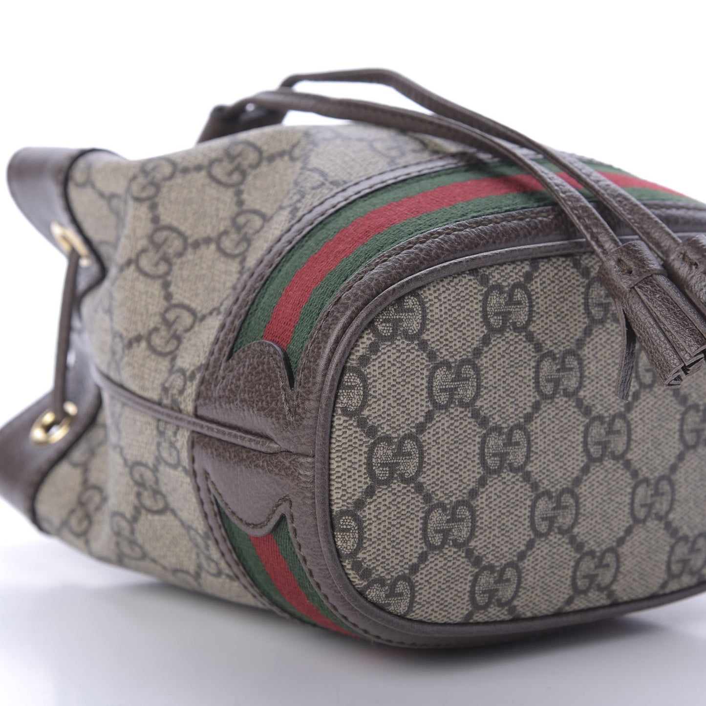 GG Supreme Monogram Web Mini Ophidia Bucket Bag Brown