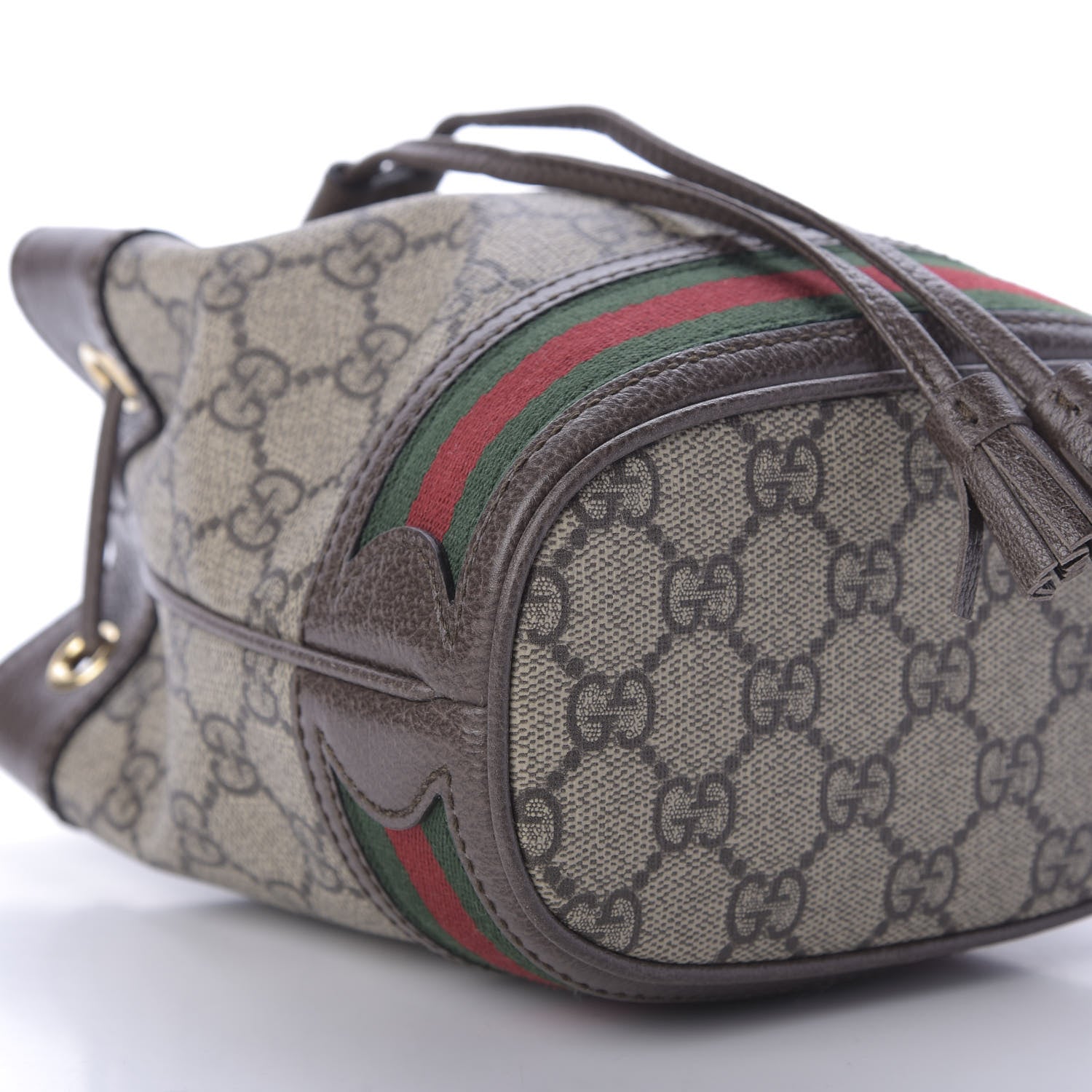 Gucci GG Supreme Monogram Web Mini Ophidia Bucket Bag Brown 6 of 9