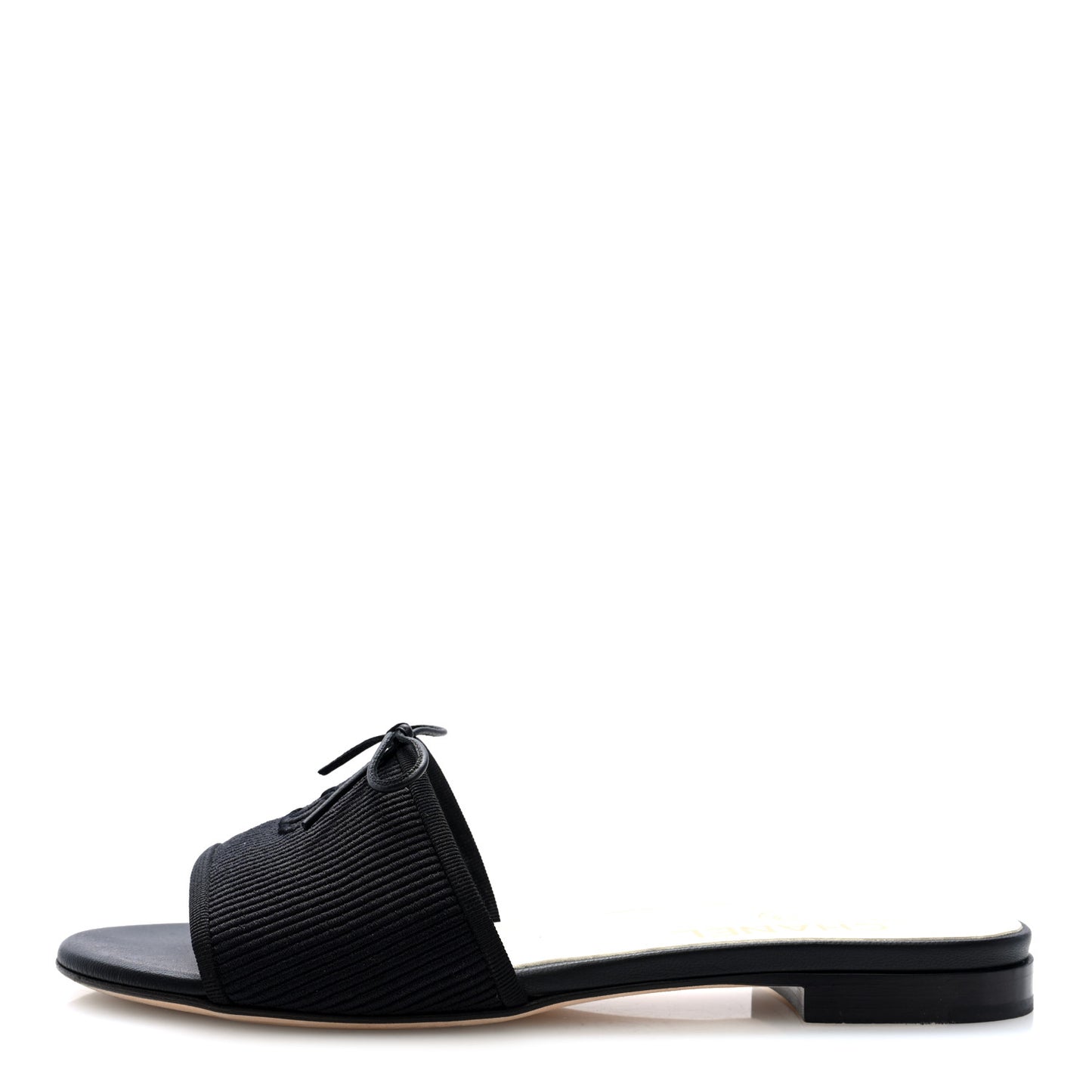 Fabric Embroidered CC Bow Mules 38 Black