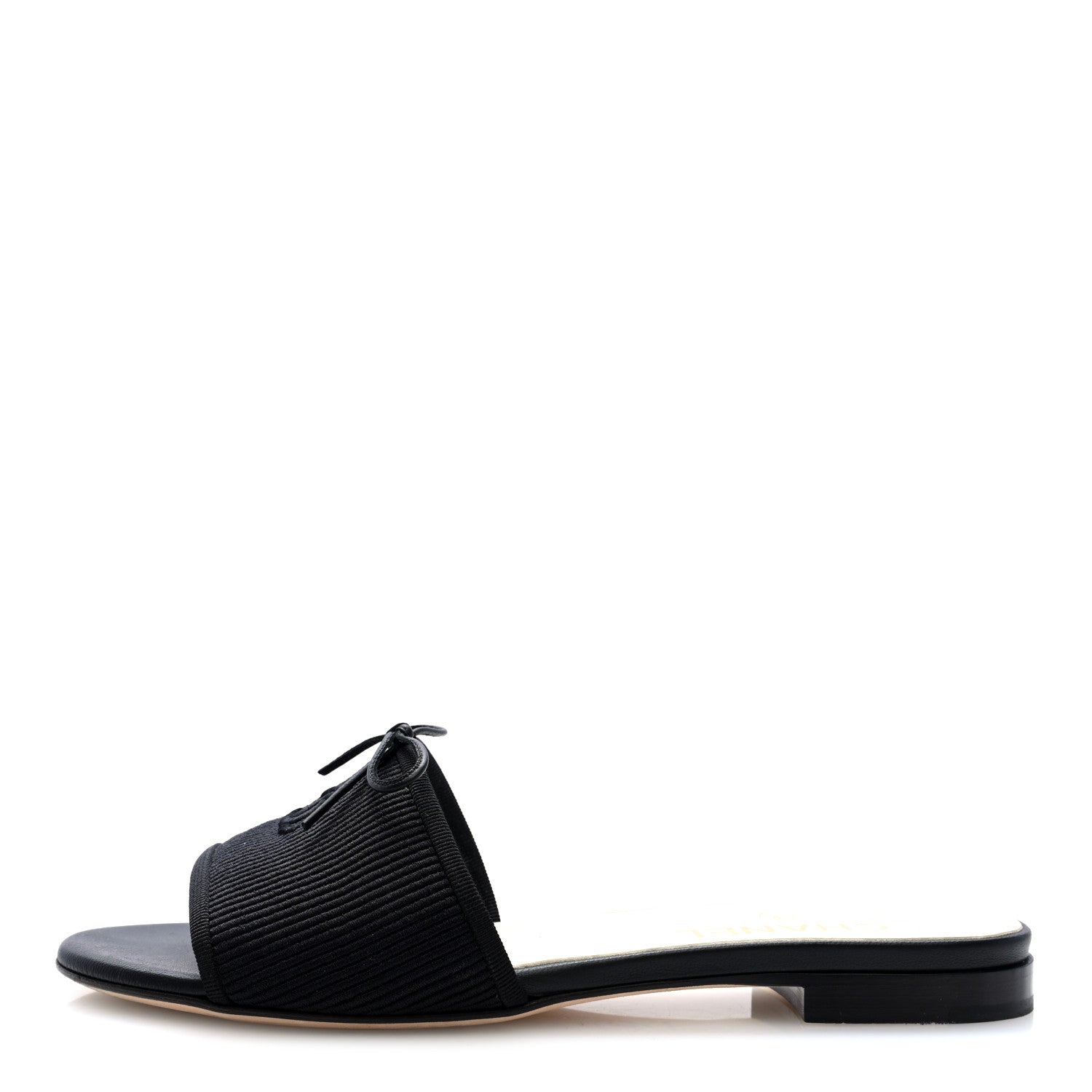 Chanel Fabric Embroidered CC Bow Mules 38 Black 1 of 8