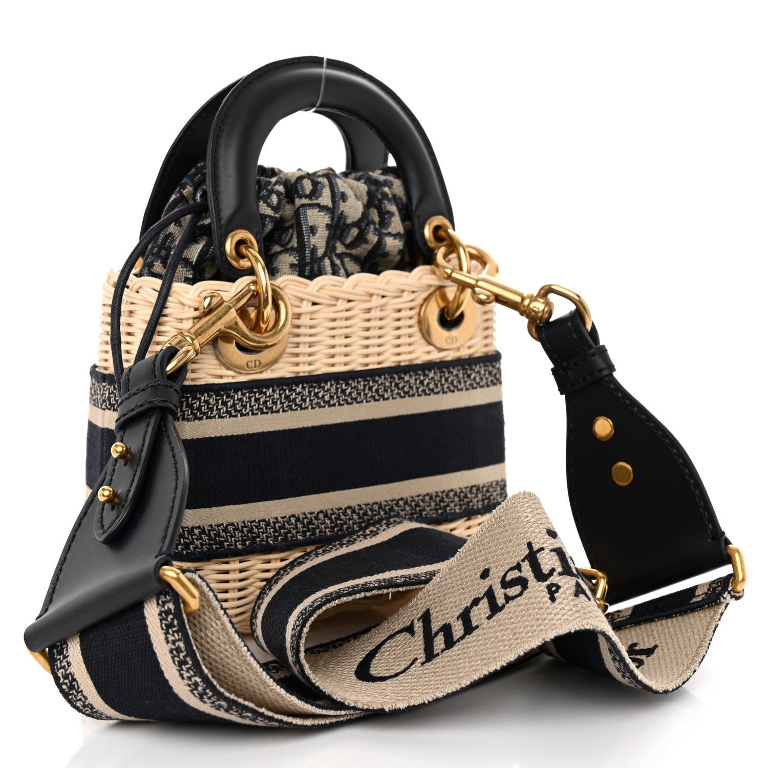 Christian Dior Wicker Oblique Mini Lady Dior Bag Blue 3 of 9