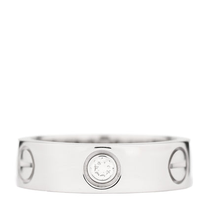 Cartier 18K White Gold 3 Diamond 5.5mm LOVE Ring 51 5.75 1 of 6
