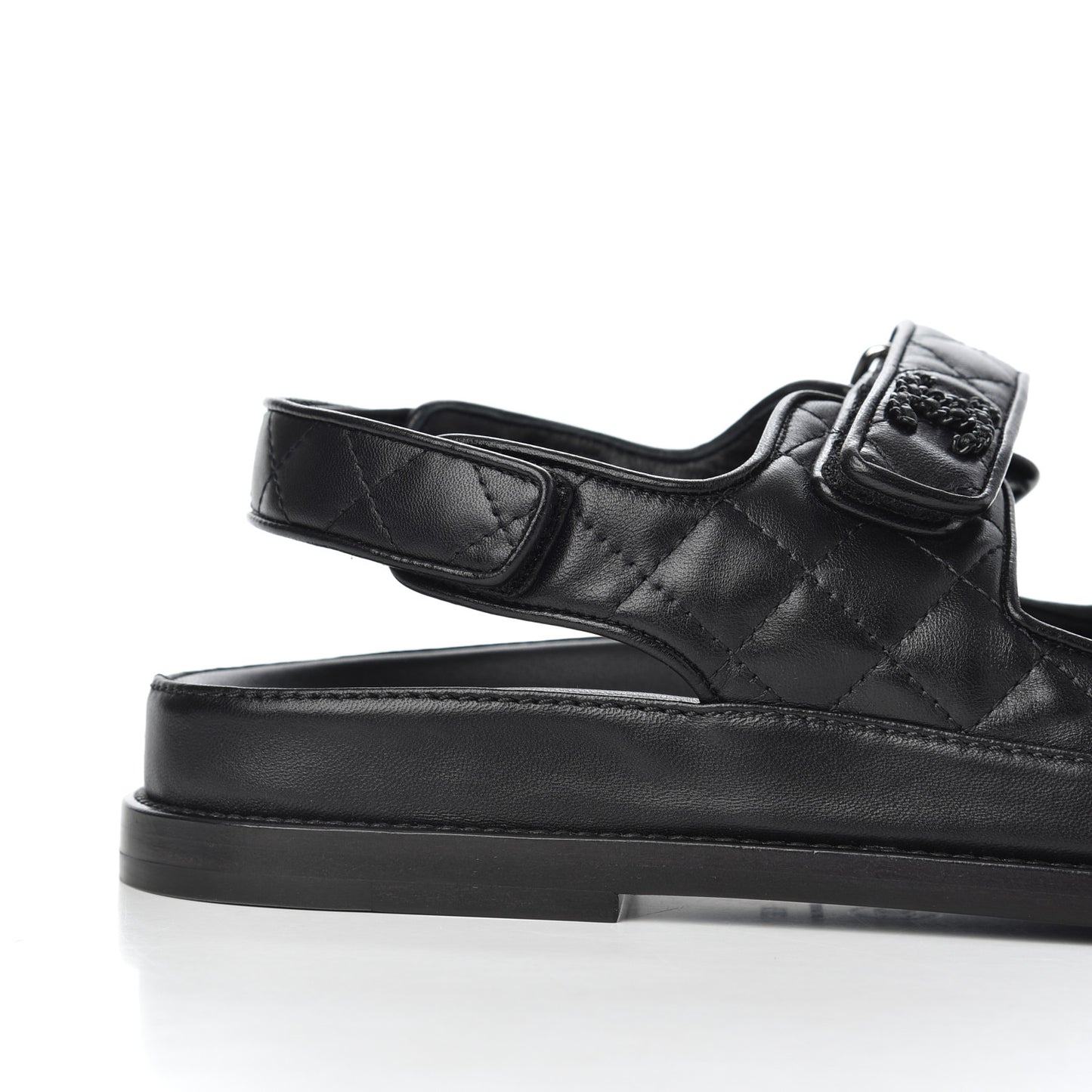 Lambskin Velcro Dad Sandals 38.5 Black