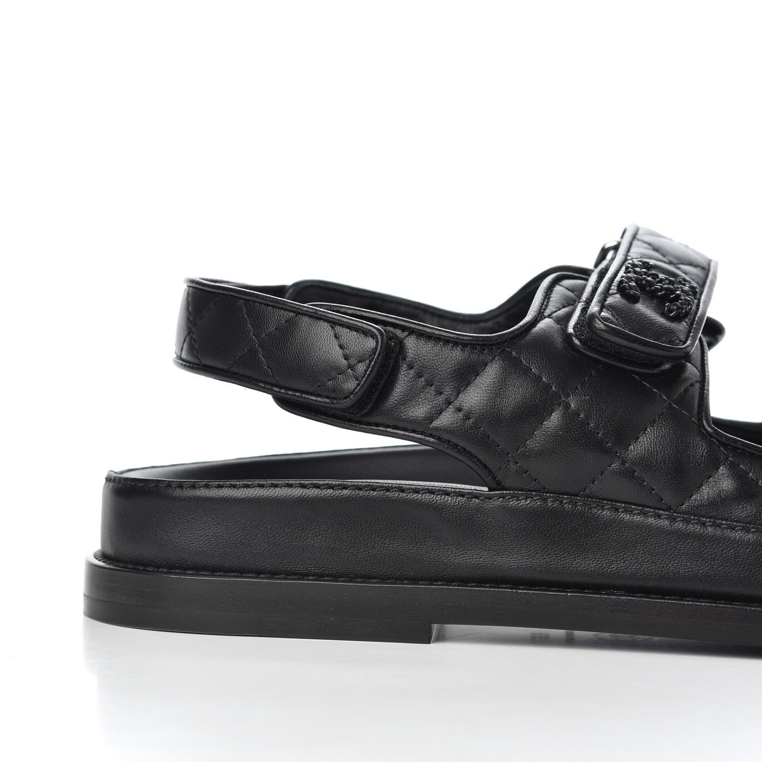 Chanel Lambskin Velcro Dad Sandals 38.5 Black 13 of 16