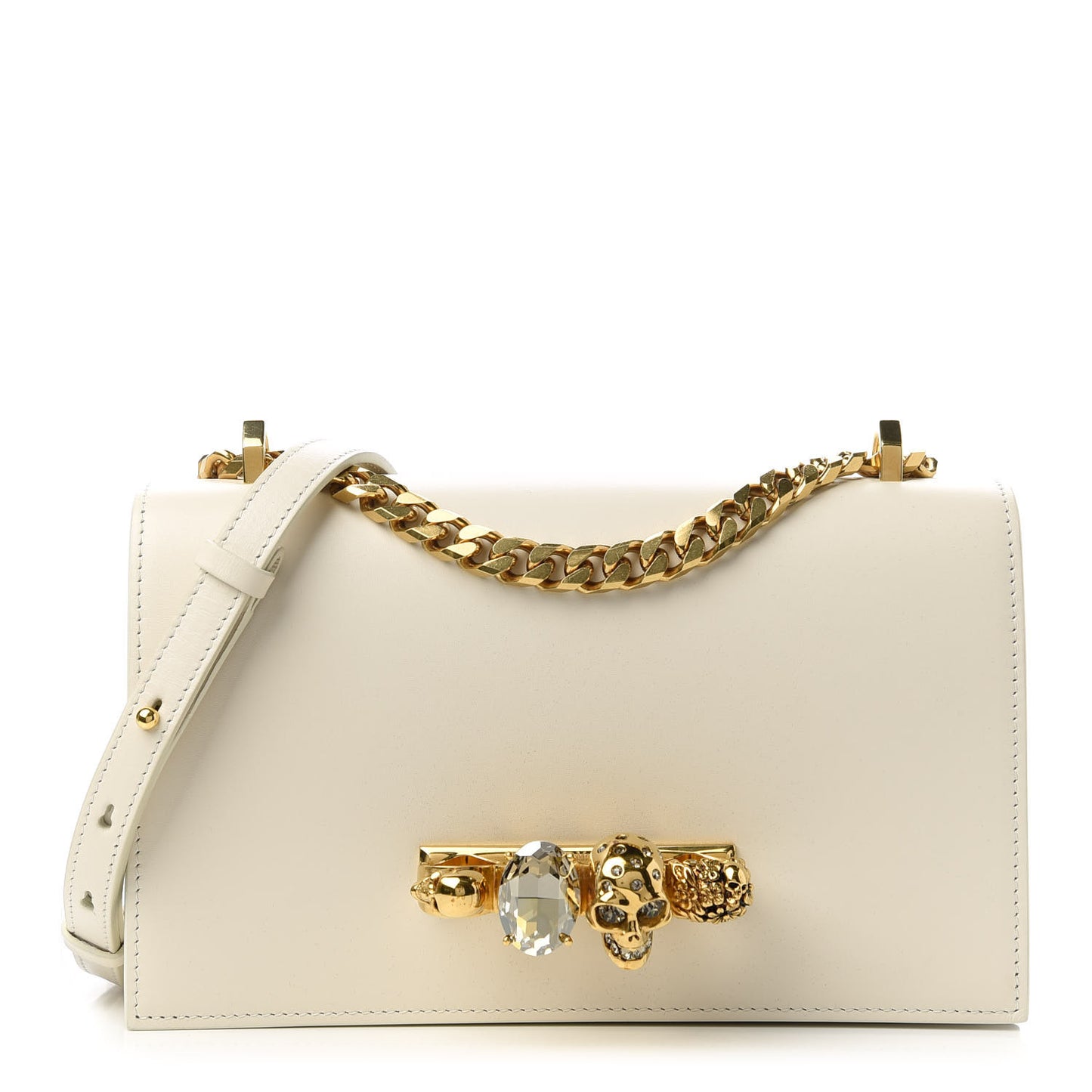 Calfskin Knuckle Shoulder Bag Off White