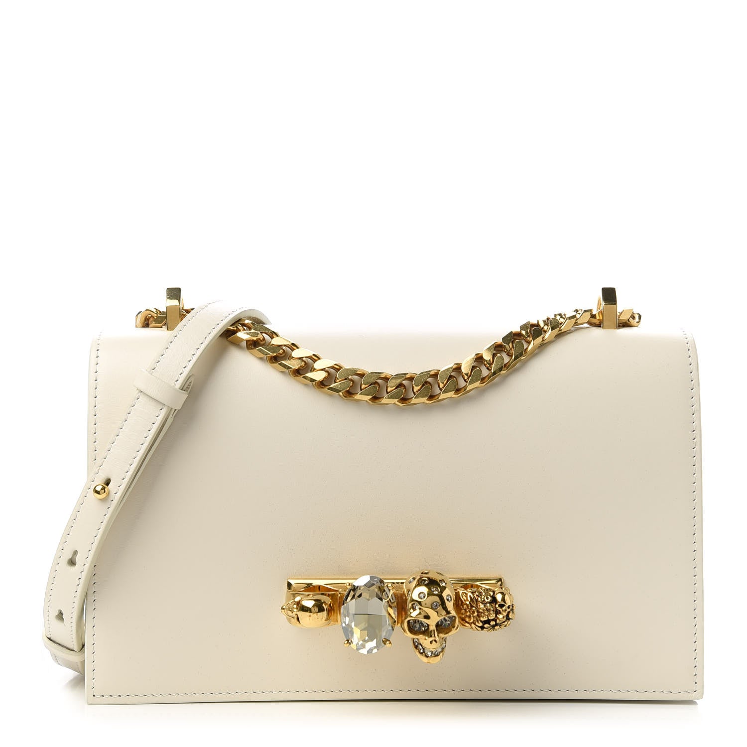 Alexander McQueen Calfskin Knuckle Shoulder Bag Off White 1 of 10