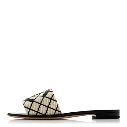 Chanel Pearl Embroidery CC Mules 39.5 Black White 1 of 10