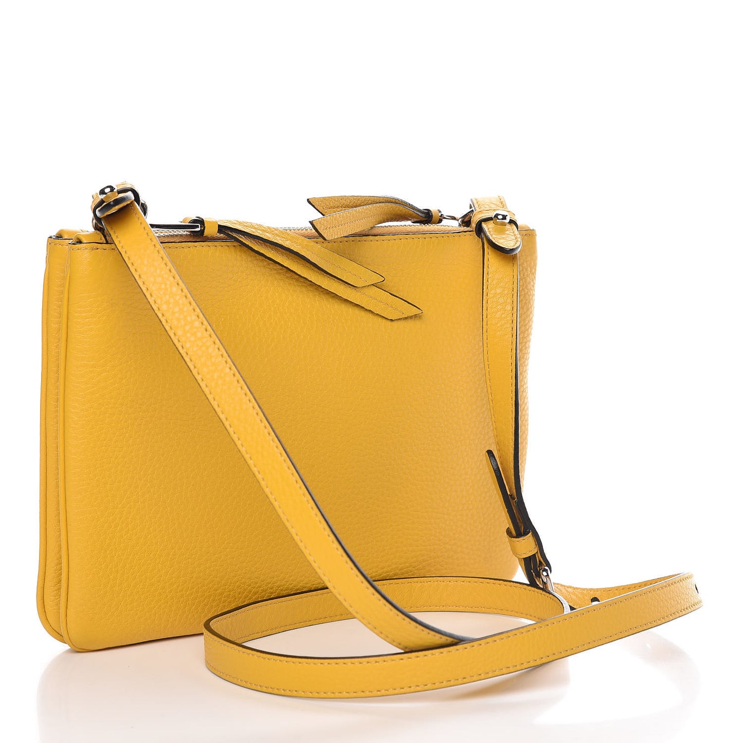 Vitello Phenix Double Zip Crossbody Bag Soleil