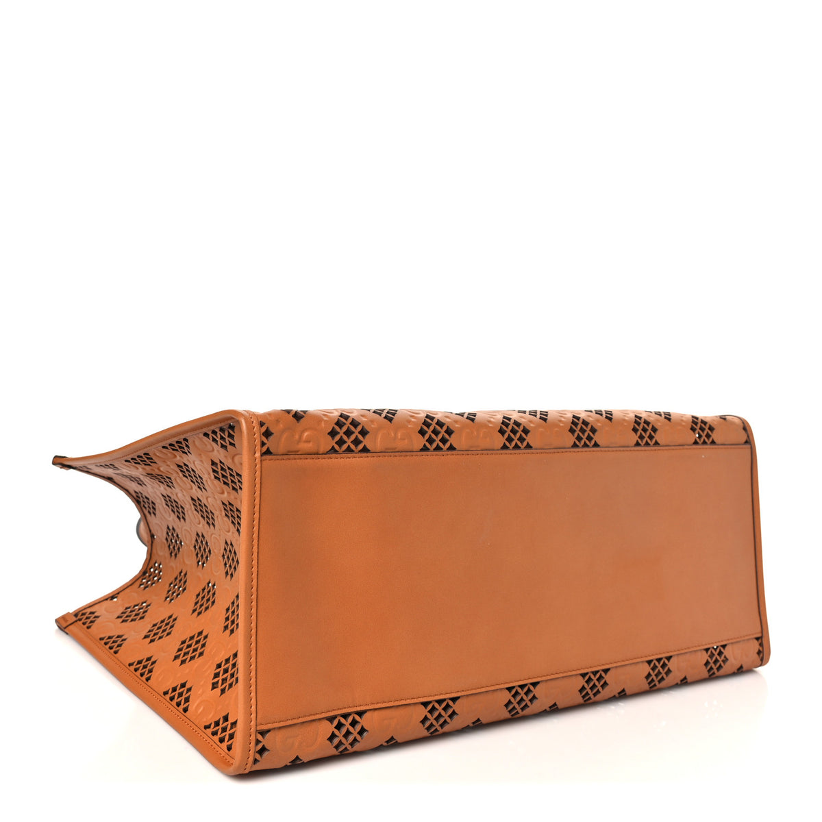 Calfskin GG Monogram Diamond Cut Medium Ophidia Tote Bag Brown