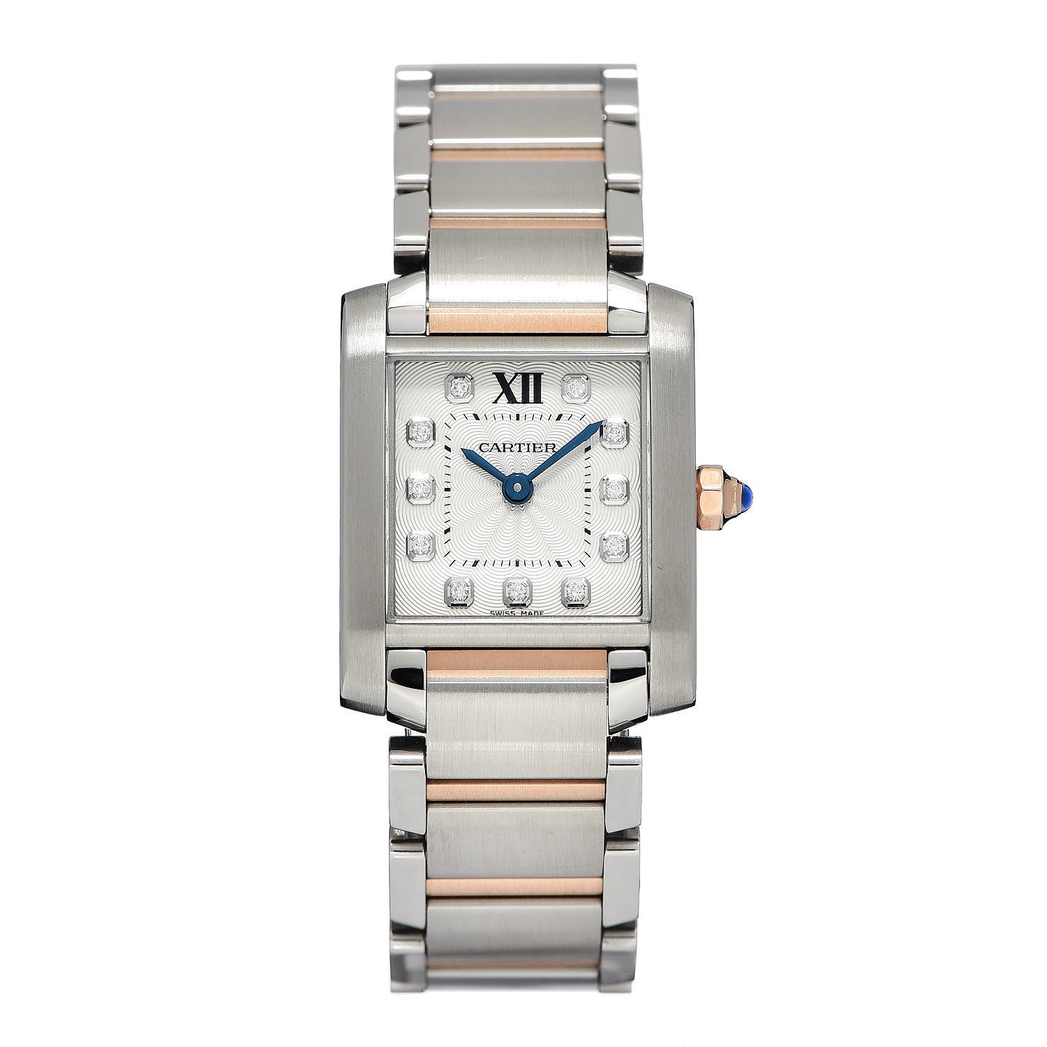 Cartier Stainless Steel 18K Pink Gold Diamond 20mm Tank Francaise Quartz Watch 1 of 8