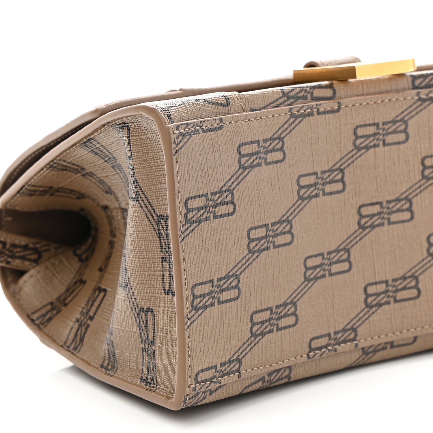 Balenciaga Coated Canvas BB Monogram Small Hourglass Top Handle Bag Beige Brown 7 of 8
