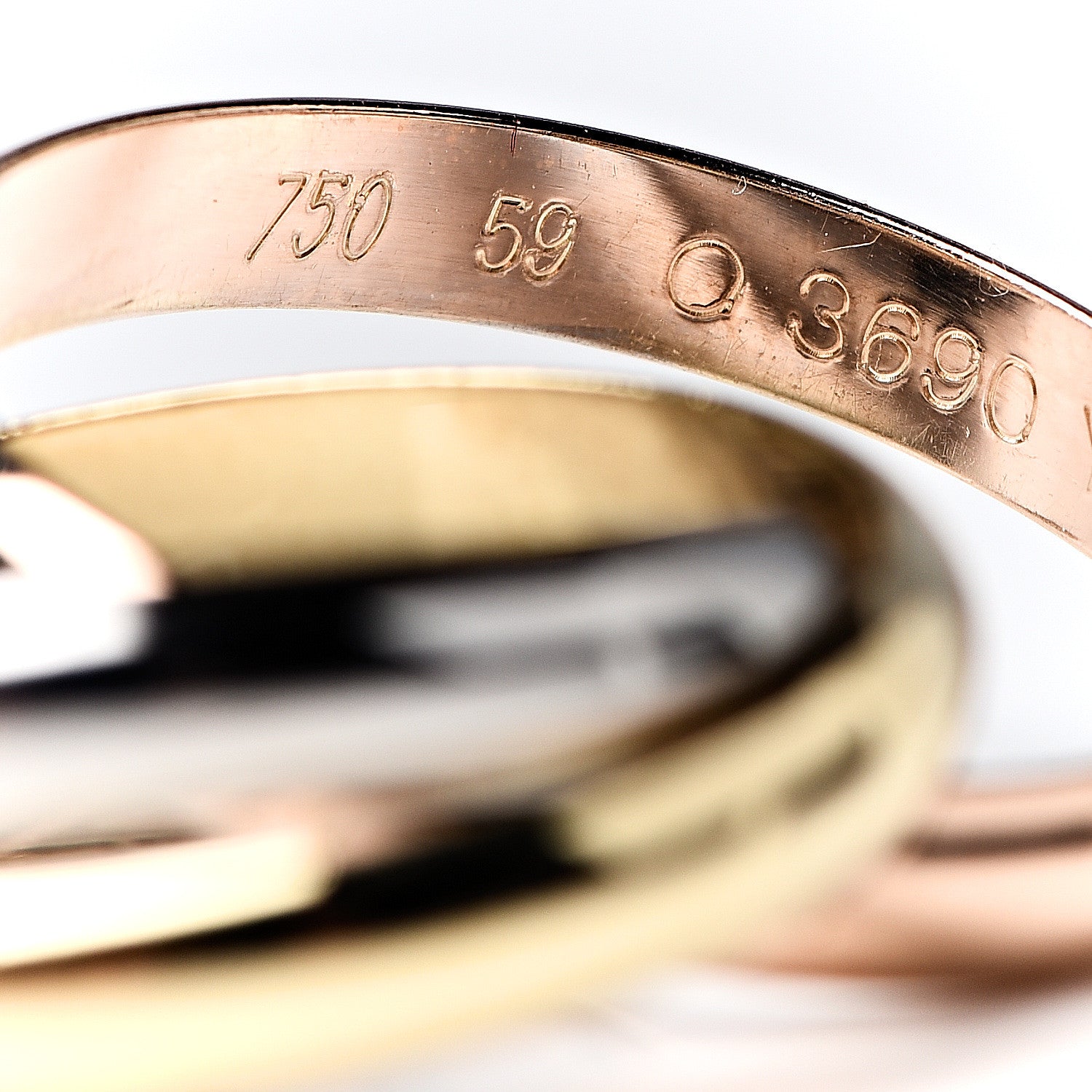 Cartier 18K Pink Yellow White Gold Classic Les Must De Trinity Ring 59 8.75 4 of 4