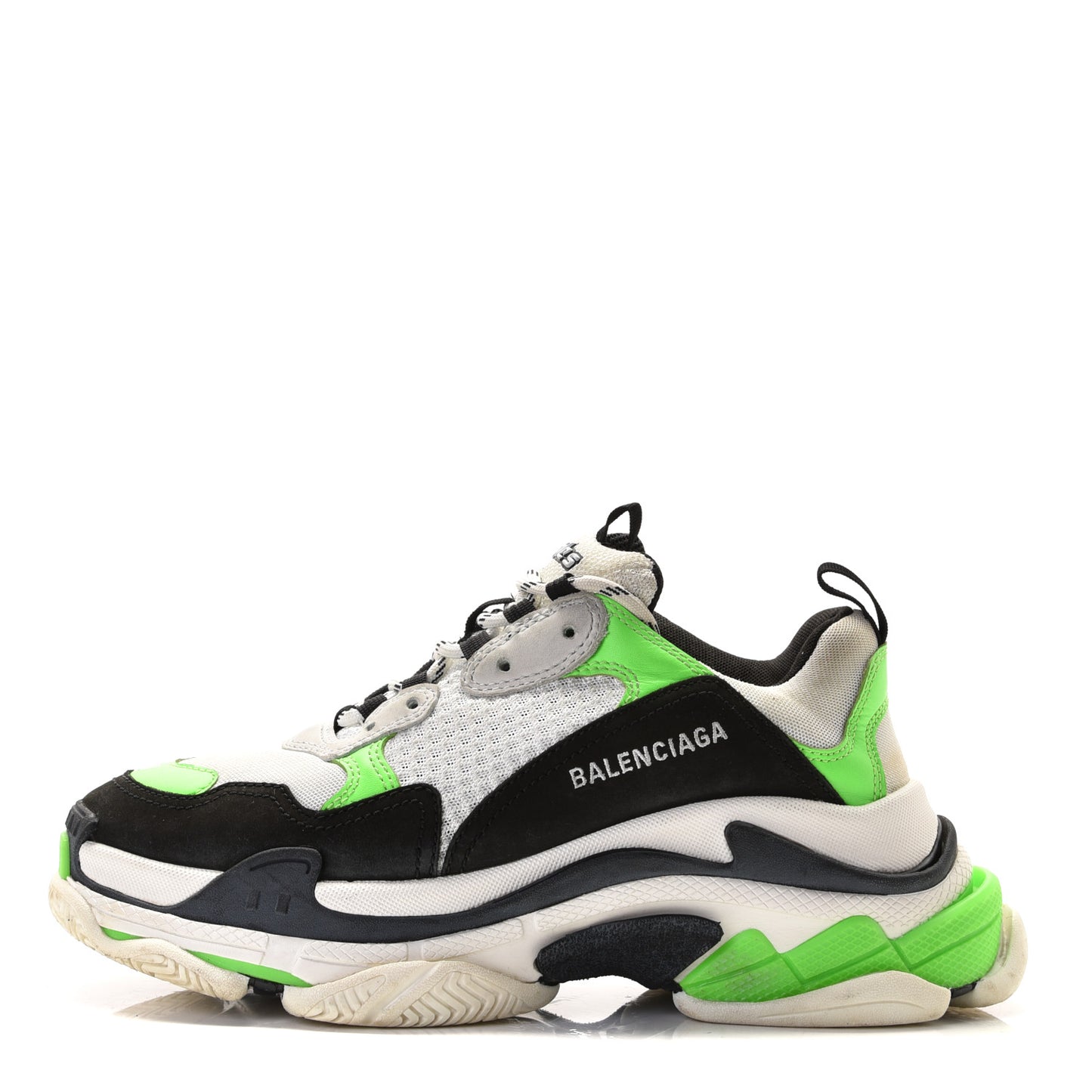 Fabric Mesh Mens Triple S Sneakers 40 White Green Fluo Black