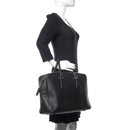 Prada Saffiano Travel Briefcase Black 2 of 19