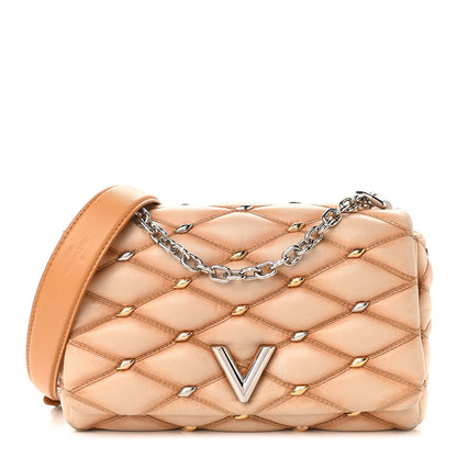 Louis Vuitton Lambskin Studded Malletage GO-14 PM Tan 3 of 14