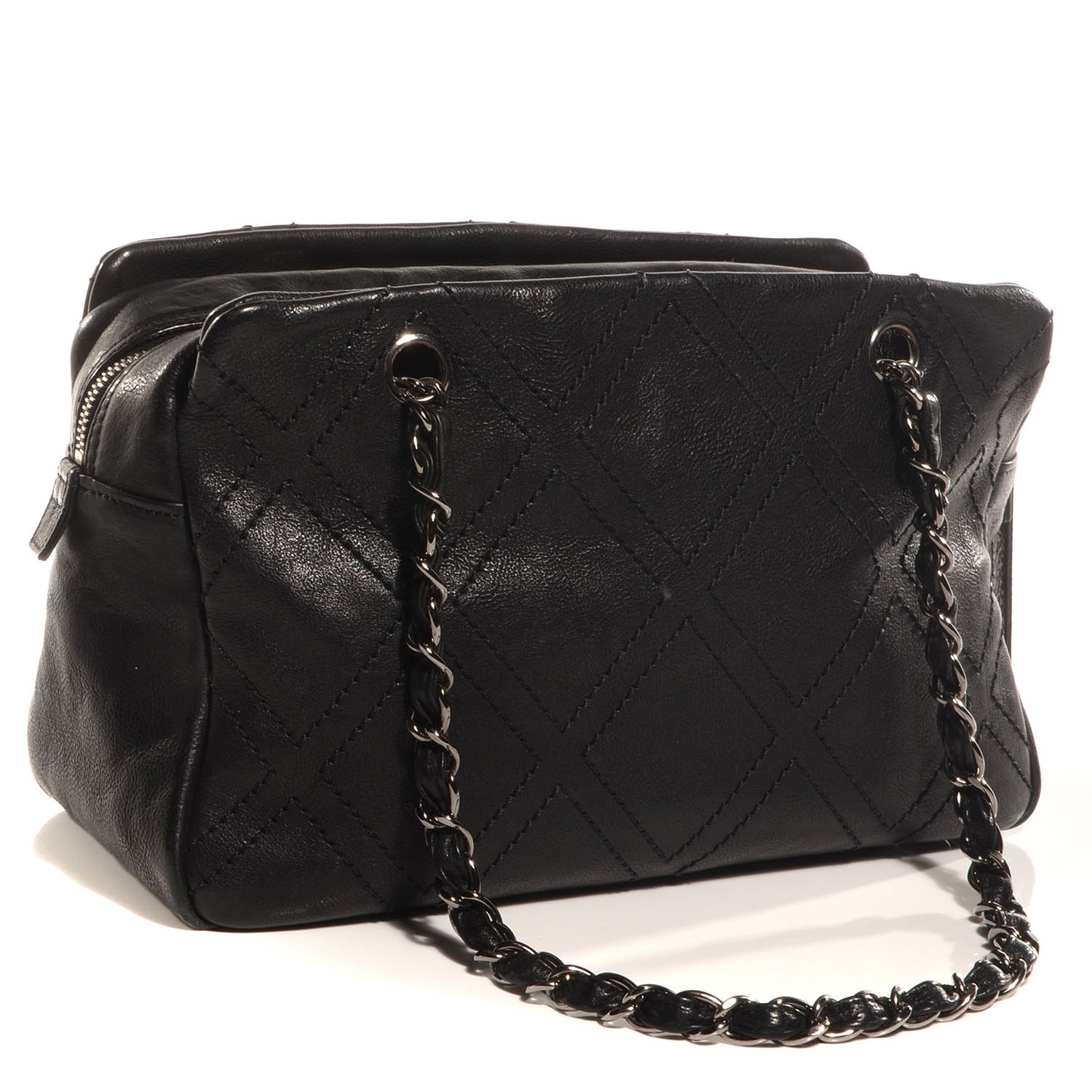 Calfskin Small Diamond Stitch Tote Black