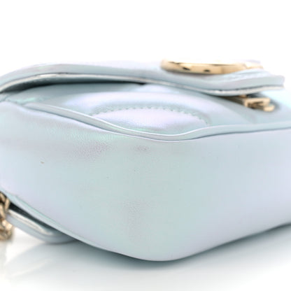 Gucci Iridescent Nappa Chevron Matelasse Super Mini GG Marmont Shoulder Bag Iridescent Snow Light Blue 9 of 11