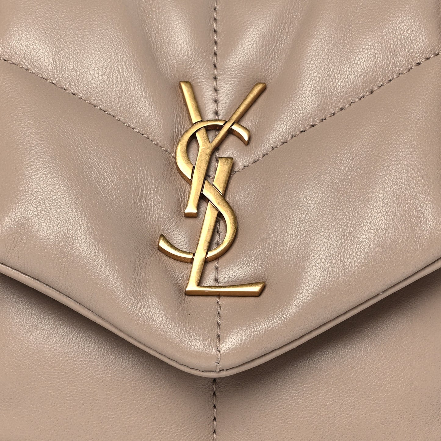Lambskin Quilted Toy Loulou Puffer Monogram Chain Satchel Dark Beige