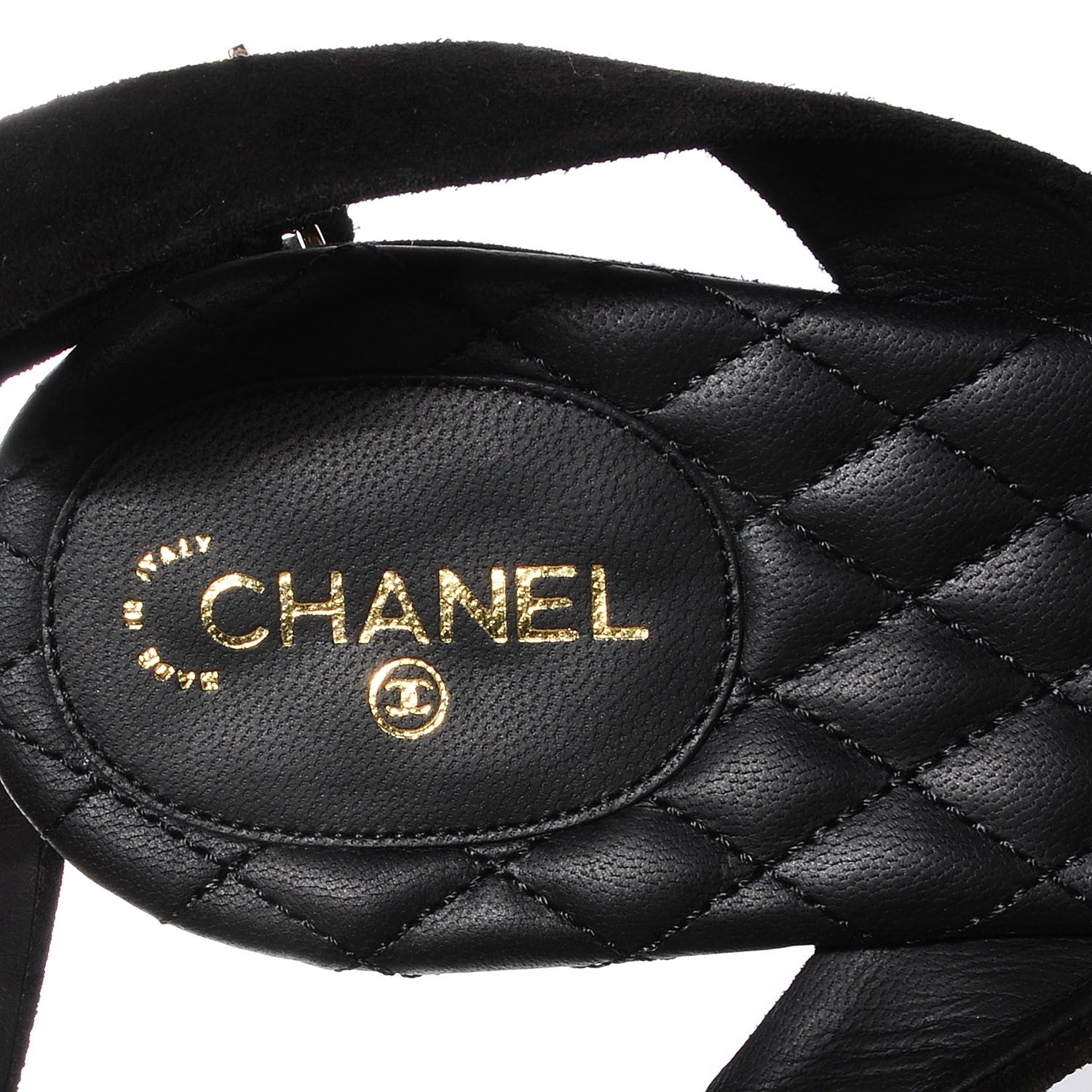Chanel Suede Calfskin Wedge Sandals 41 Black 6 of 7