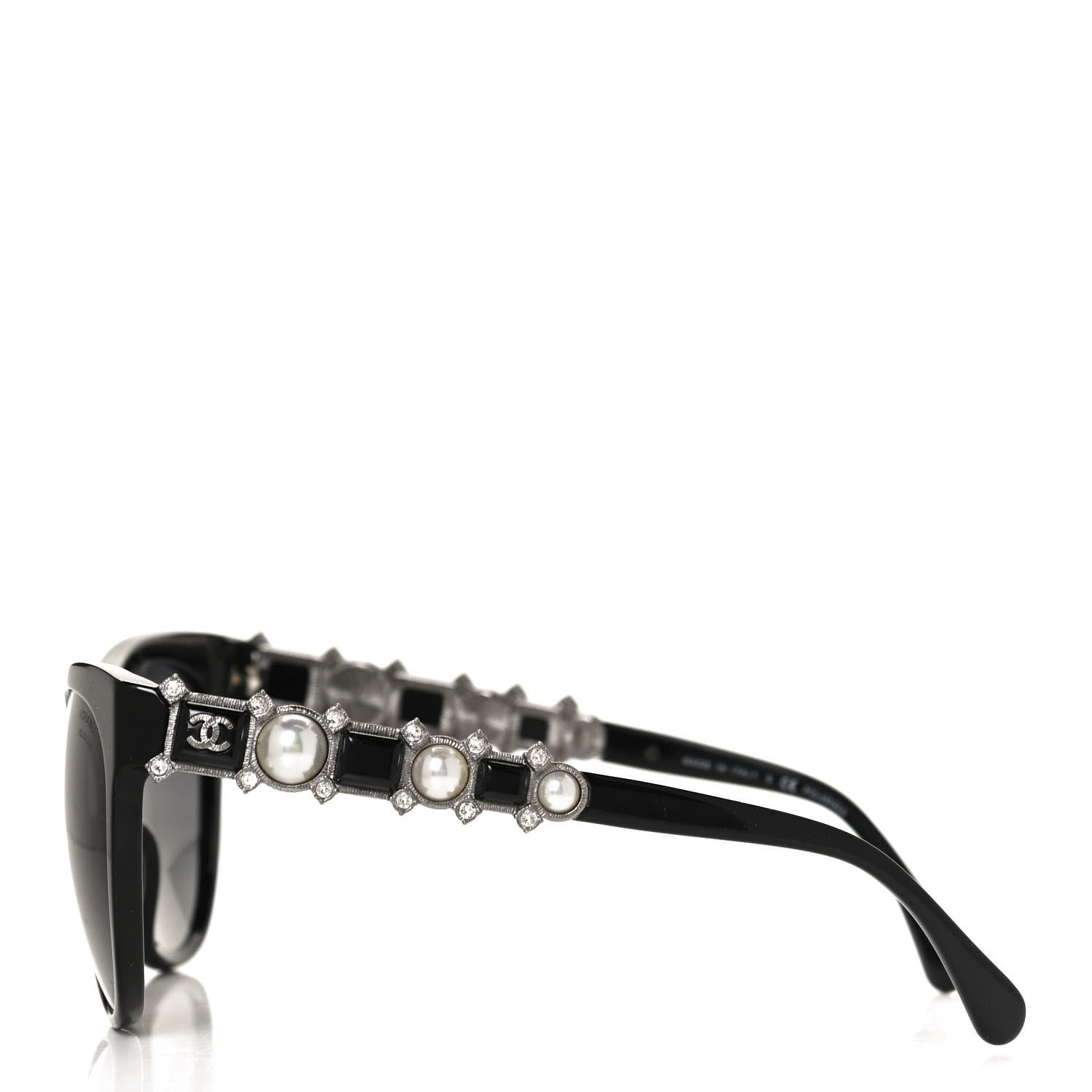Chanel Crystal Pearl Cat Eye Sunglasses 5336-H-B Black 3 of 9