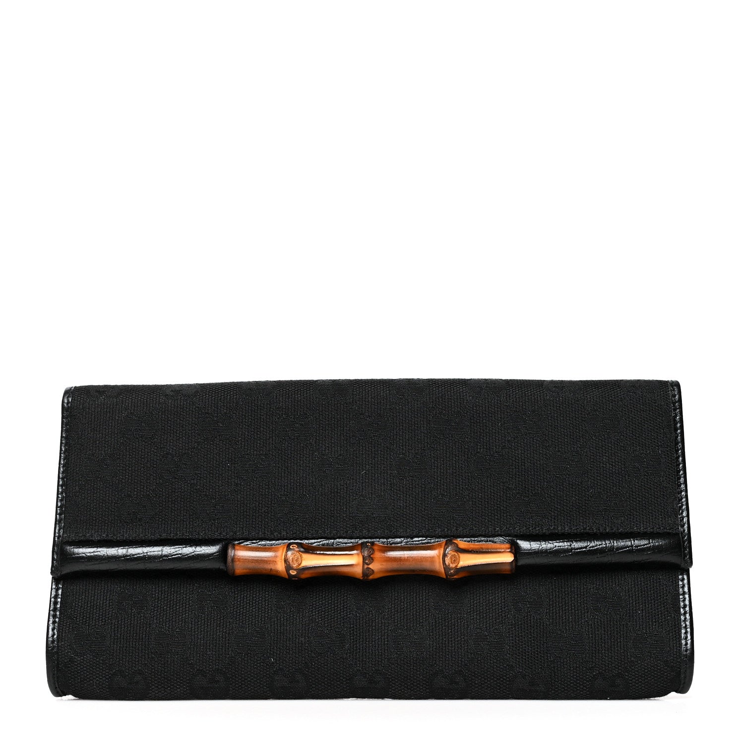 Gucci Monogram Bamboo Bar Clutch Black 1 of 9