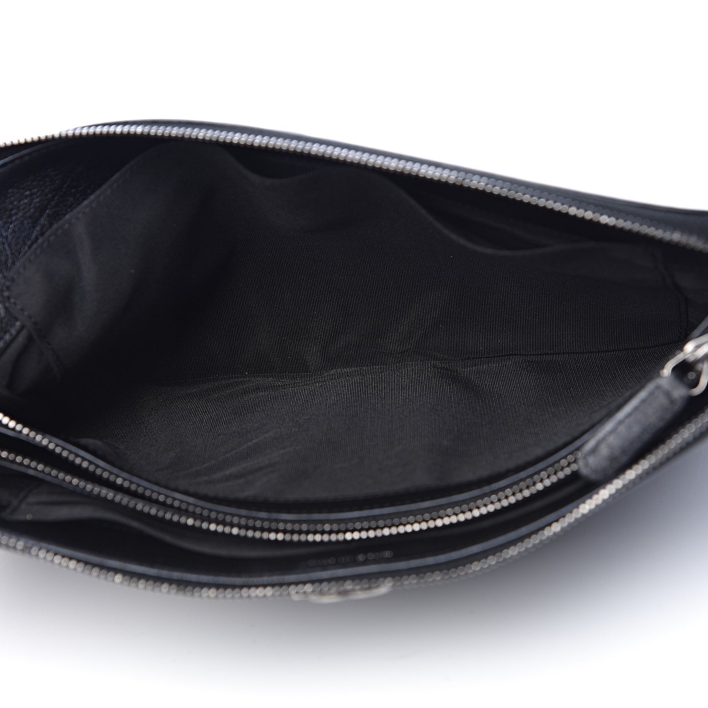 Calfskin Quilted Small Zipped Boy Pouch Black