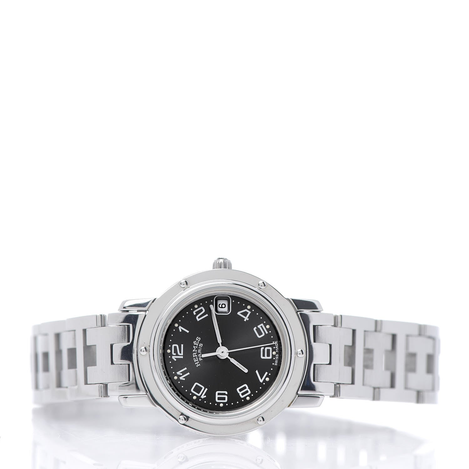 Hermes Stainless Steel 24mm Clipper Quartz Watch Gray 3 of 6