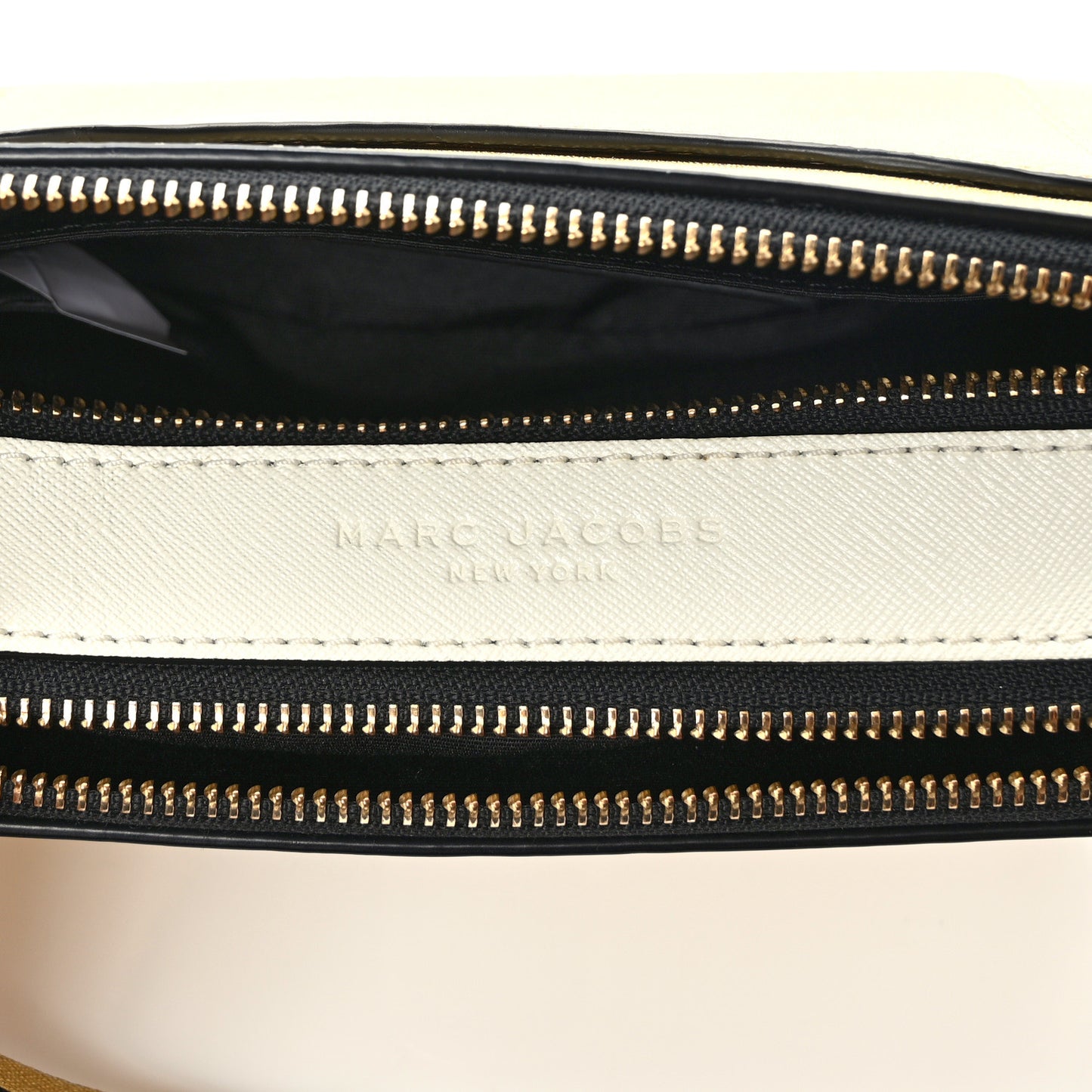 Saffiano Small Snapshot Camera Bag Gold Navy