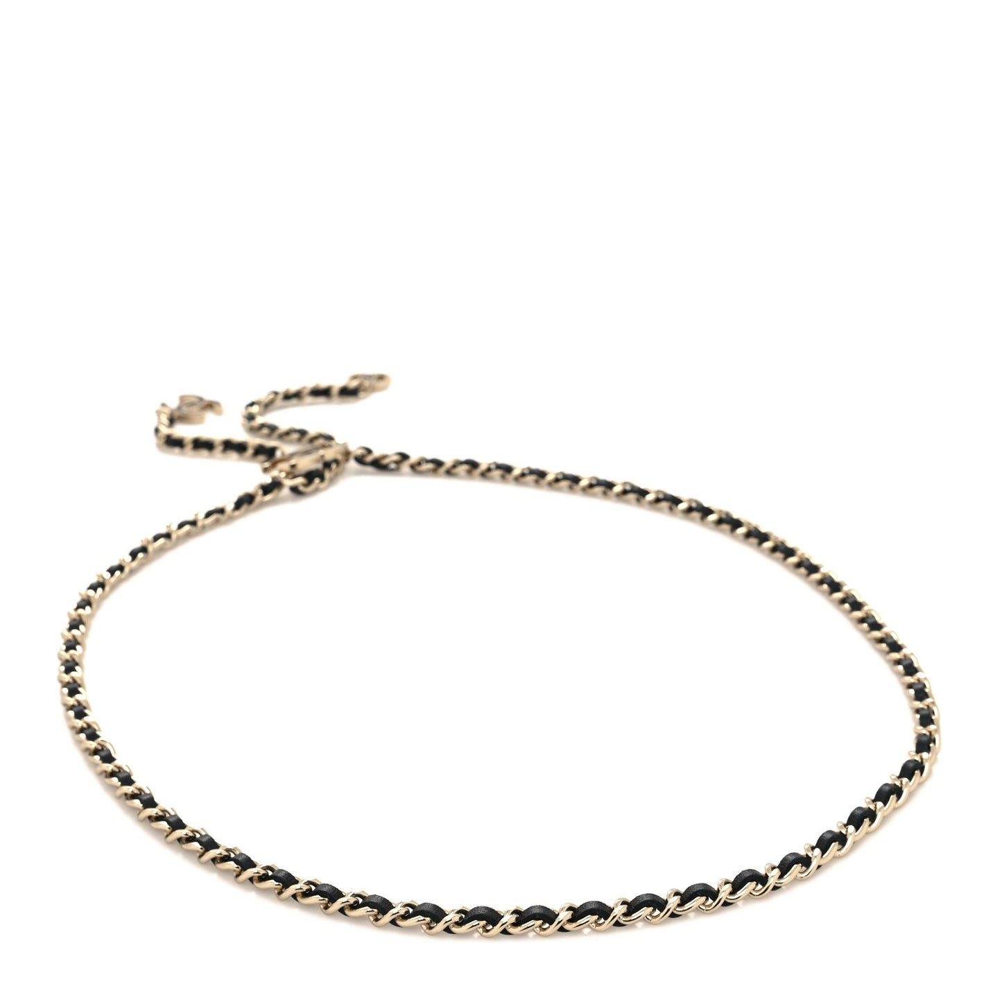 Lambskin Enamel CC Chain Belt Black Gold