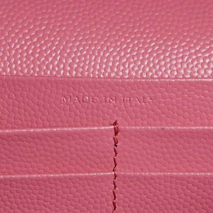 Saint Laurent Grain de Poudre Matelasse Chevron Medium Monogram Chain Wallet Pink 7 of 8