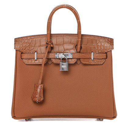 Hermes Togo Matte Alligator Birkin Touch 25 Gold 1 of 11