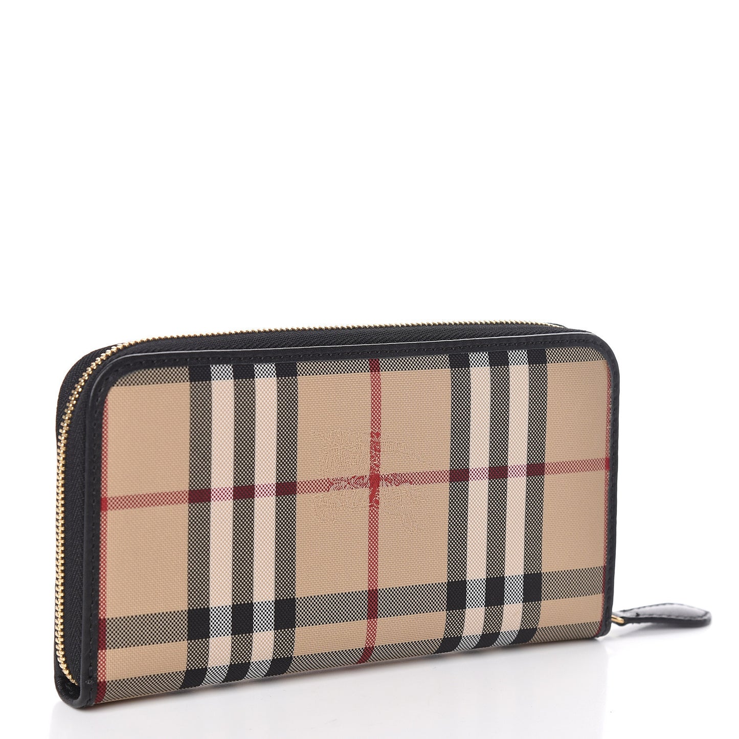 Calfskin Haymarket Check Elmore Zip Around Wallet Black