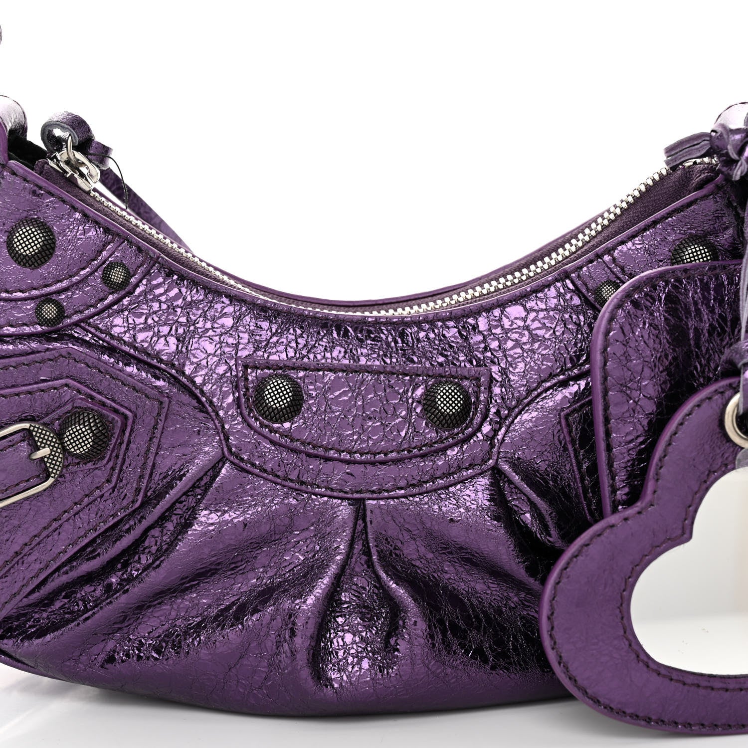 Balenciaga Metallic Agneau Arena Le Cagole Shoulder Bag XS Met Mauve 8 of 10