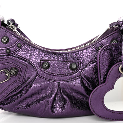 Balenciaga Metallic Agneau Arena Le Cagole Shoulder Bag XS Met Mauve 8 of 10