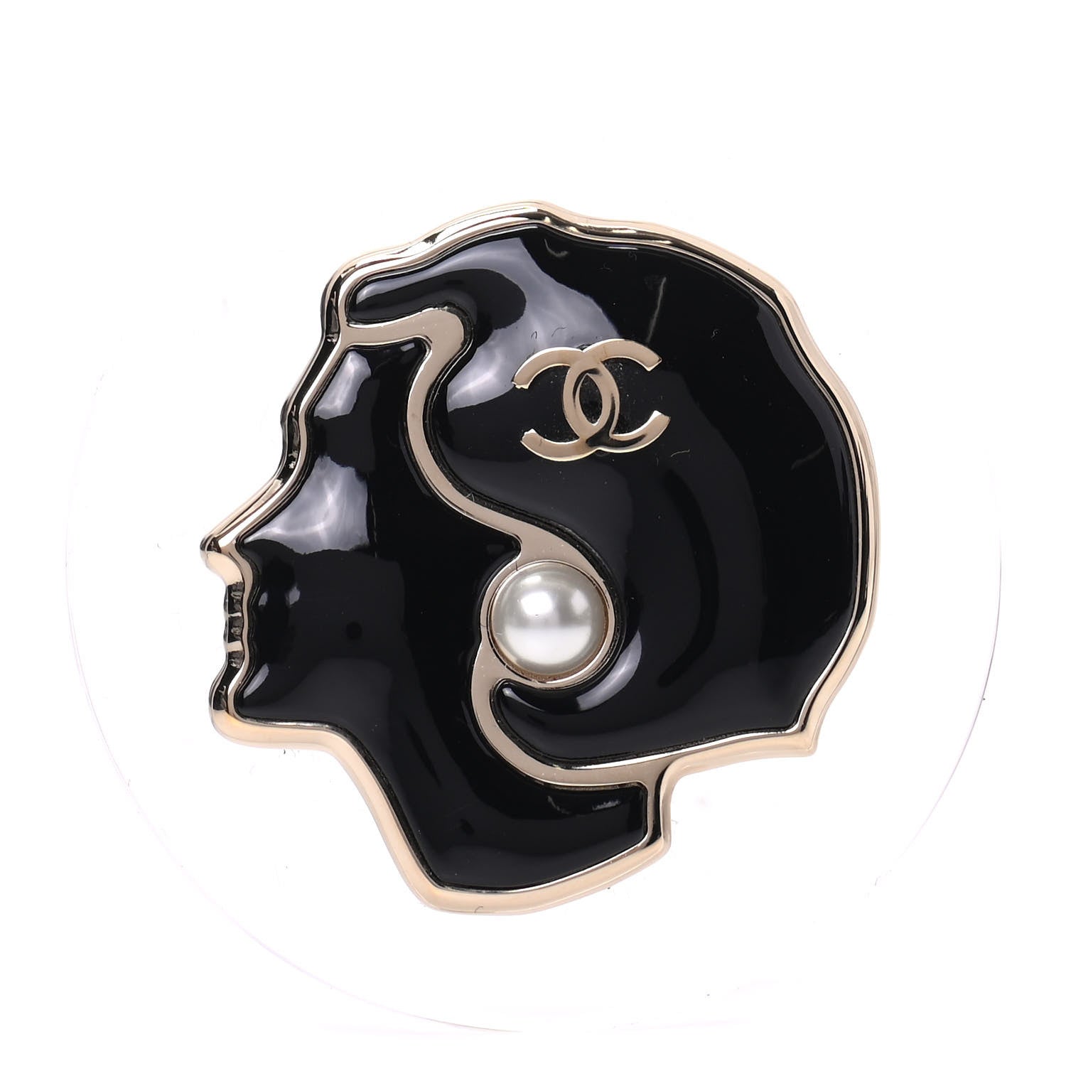 Chanel Resin Pearl Coco Mademoiselle Brooch Black 1 of 5