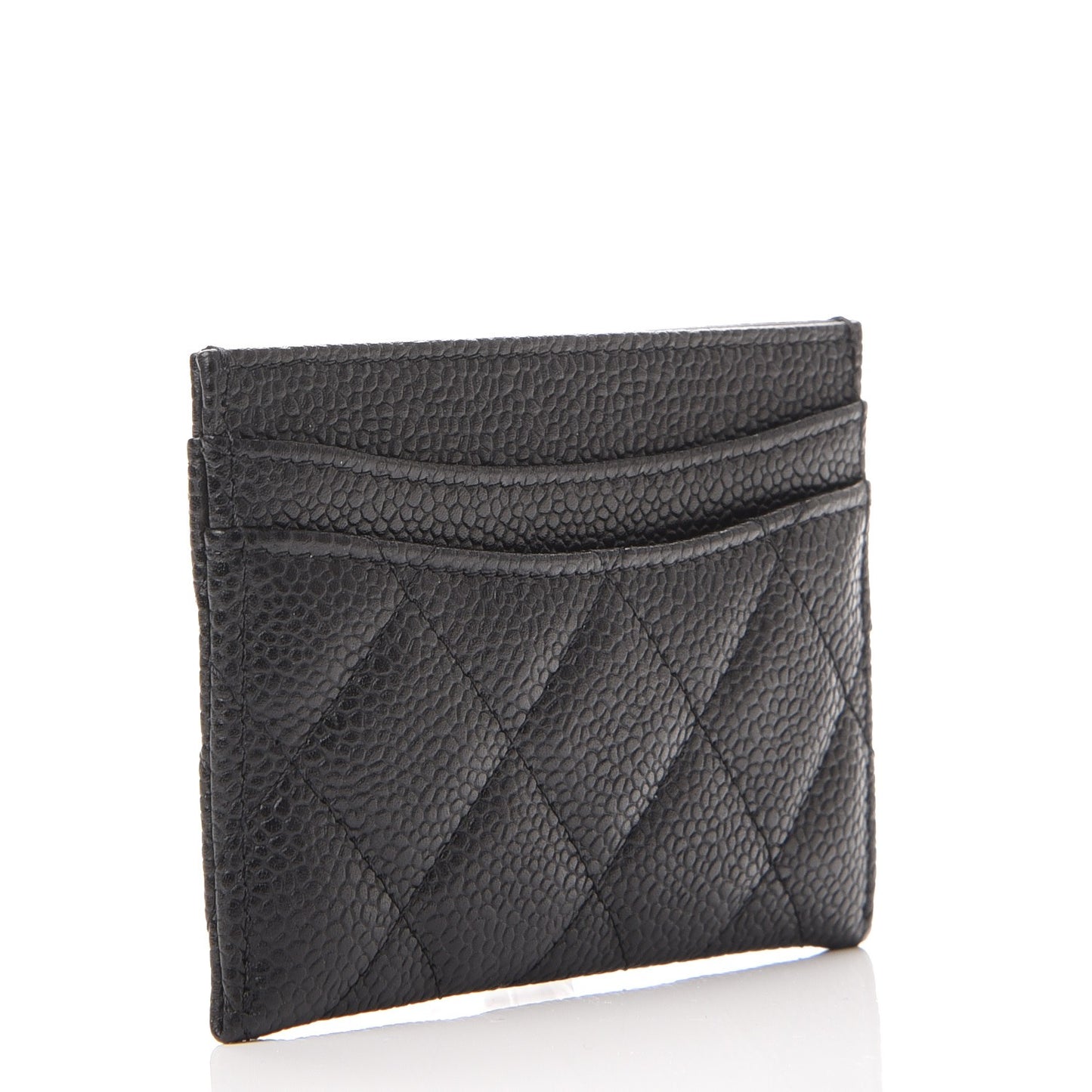 Caviar Quilted Card Holder Black