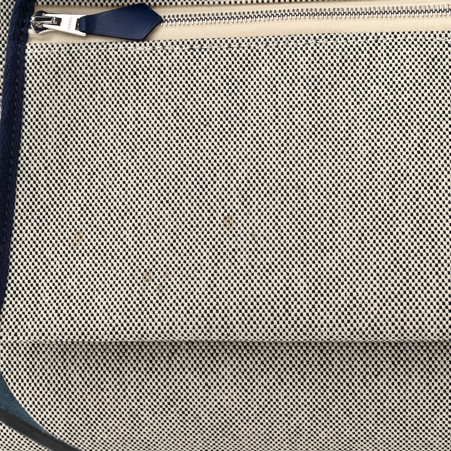 Hermes Vache Hunter Toile H Brides de Gala Herbag Zip Retourne 31 PM Bleu De France Ecru Black 14 of 16