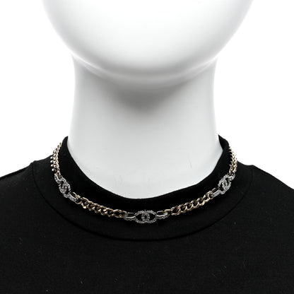 Chanel Crystal Chain CC Link Choker Gold Silver 3 of 5
