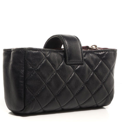 Chanel Lambskin Quilted Mini Phone Holder Clutch Black 3 of 7